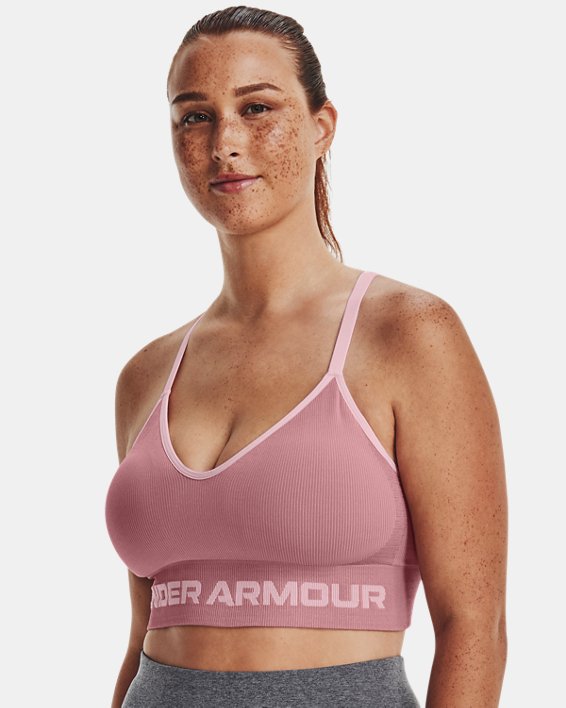 Brassière de sport UA Seamless Low Longline Rib pour femme, Pink, pdpMainDesktop image number 3